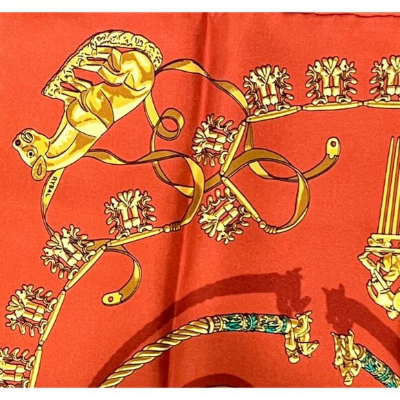 Authentic RARE! Hermes Les Cavaliers D'or Vintage 45cm Silk Scarf - Picture 6 of 7